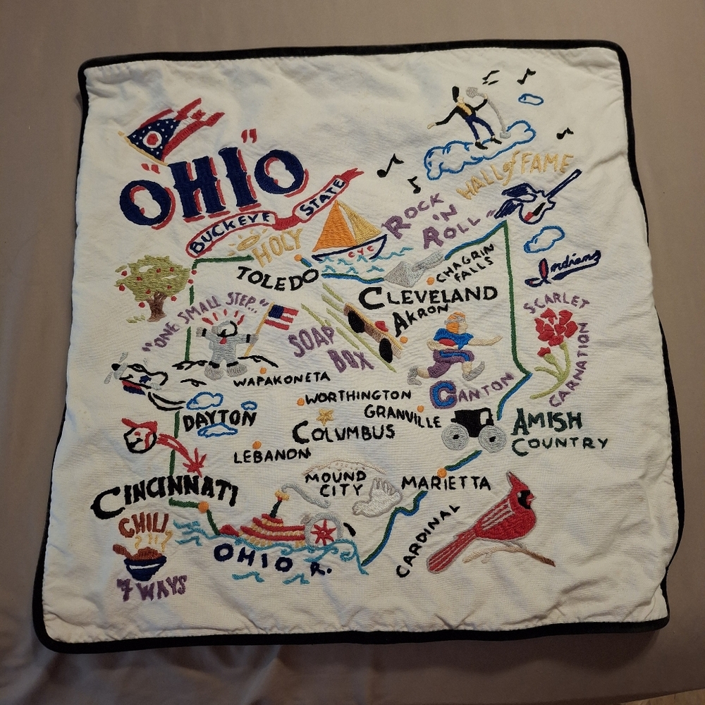 CATSTUDIO Embroidered OHIO Pillowcase Cover Case ONLY Boho Collectible